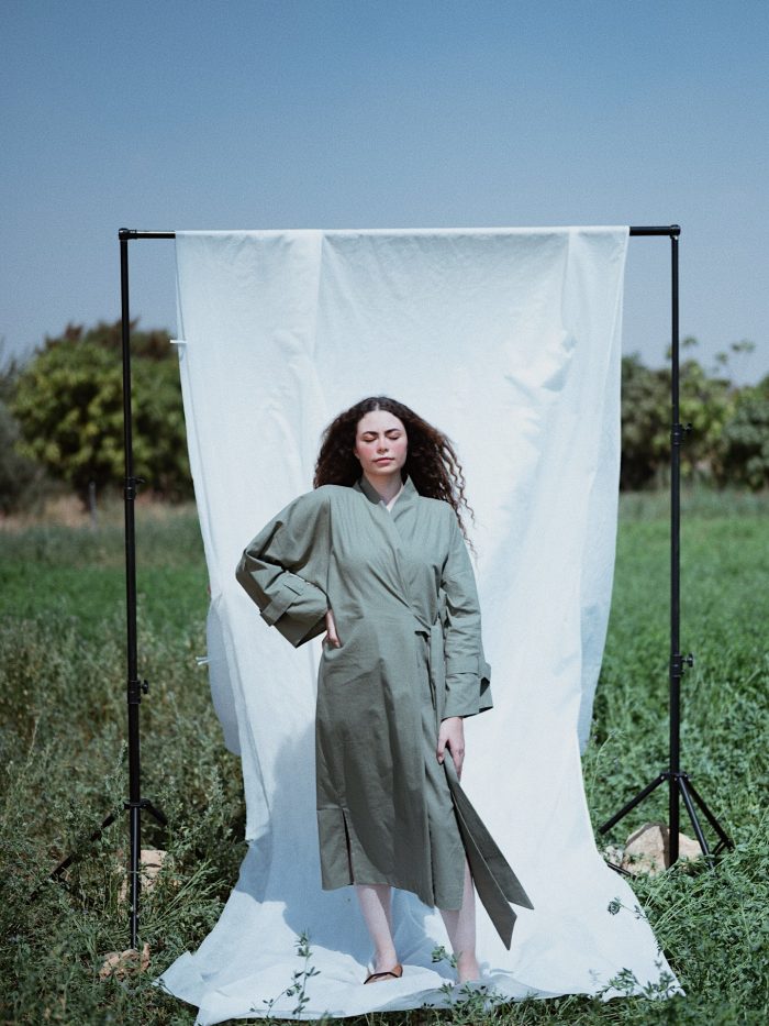 Olive Linen Side Tied Dress