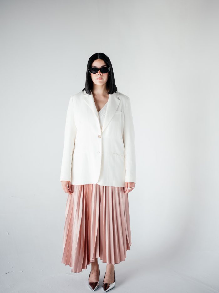 Asymmetric Pleated Skirt - Dusty Rose