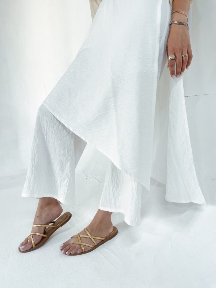Layered Flowy Pants - White